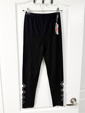 Y2K Women’s Black Stretch Leggings Crystal Detail Whimsigoth 2000s Punk